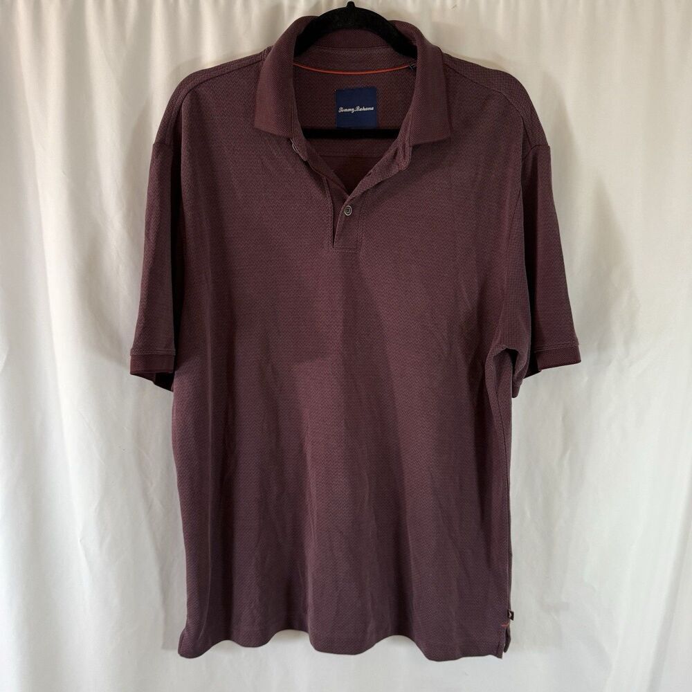 Tommy Bahama Polo Men's Large Burgundy Modal Blend Short Sleeve Collared